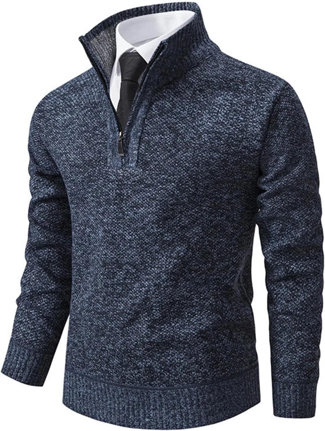 Мужской свитер с четвертью молнии Slim Fit Mock Neck — фото 2