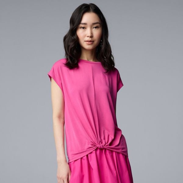 

Женская футболка с узлом спереди Simply Vera Vera Wang, цвет always pink
