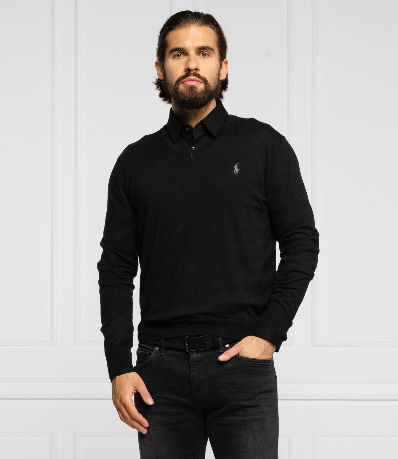 Свитер POLO RALPH LAUREN slim fit, черный — фото 3
