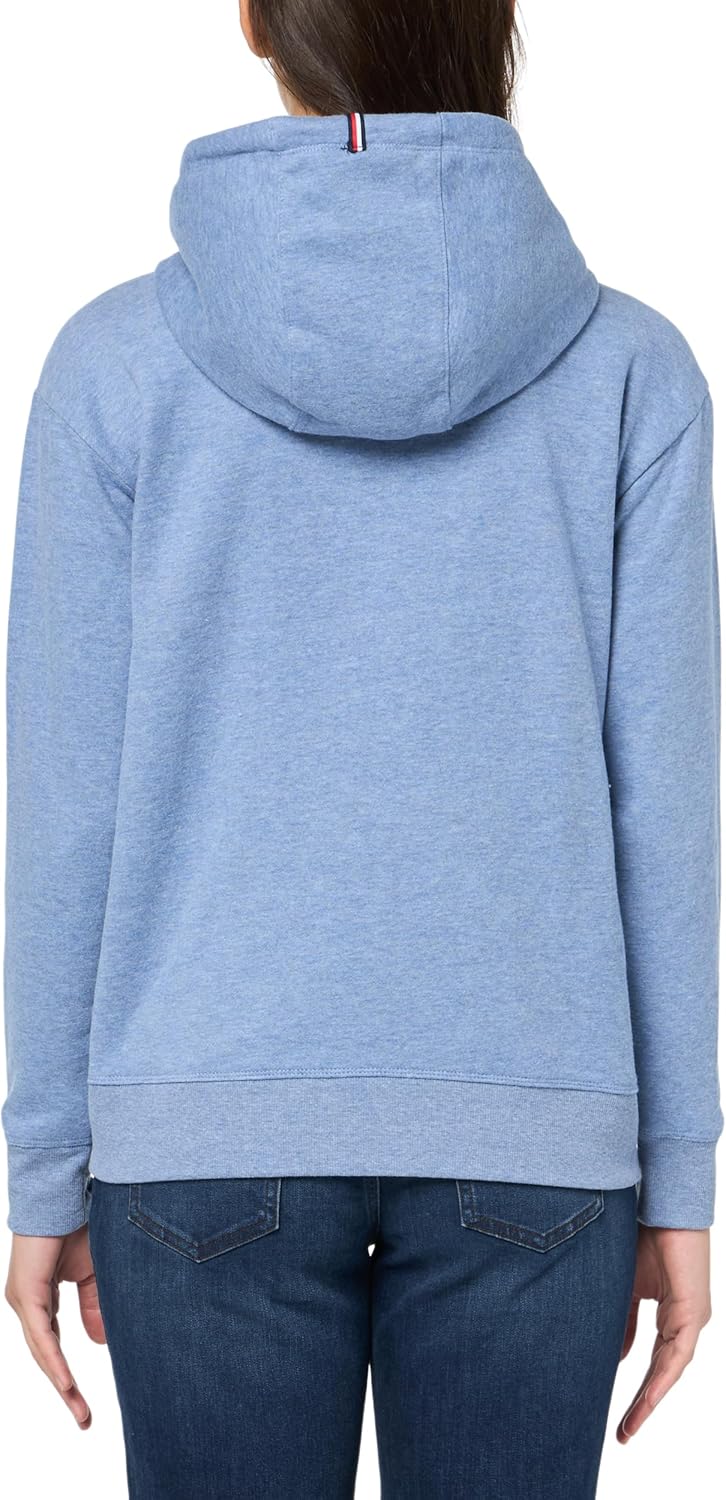 Женская толстовка с капюшоном и логотипом Tommy Hilfiger на молнии, True Blue Heather — фото 2