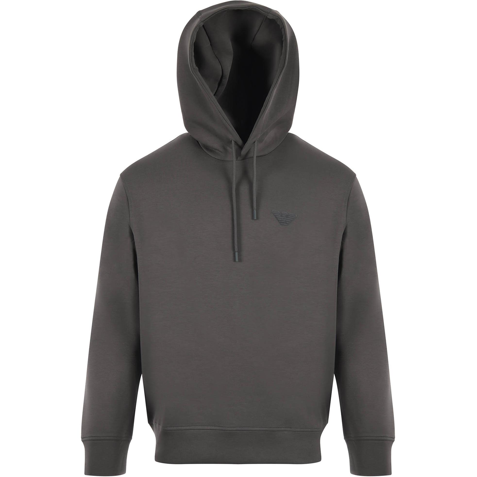 

Худи с вышитым логотипом и шнурком EMPORIO ARMANI, серый