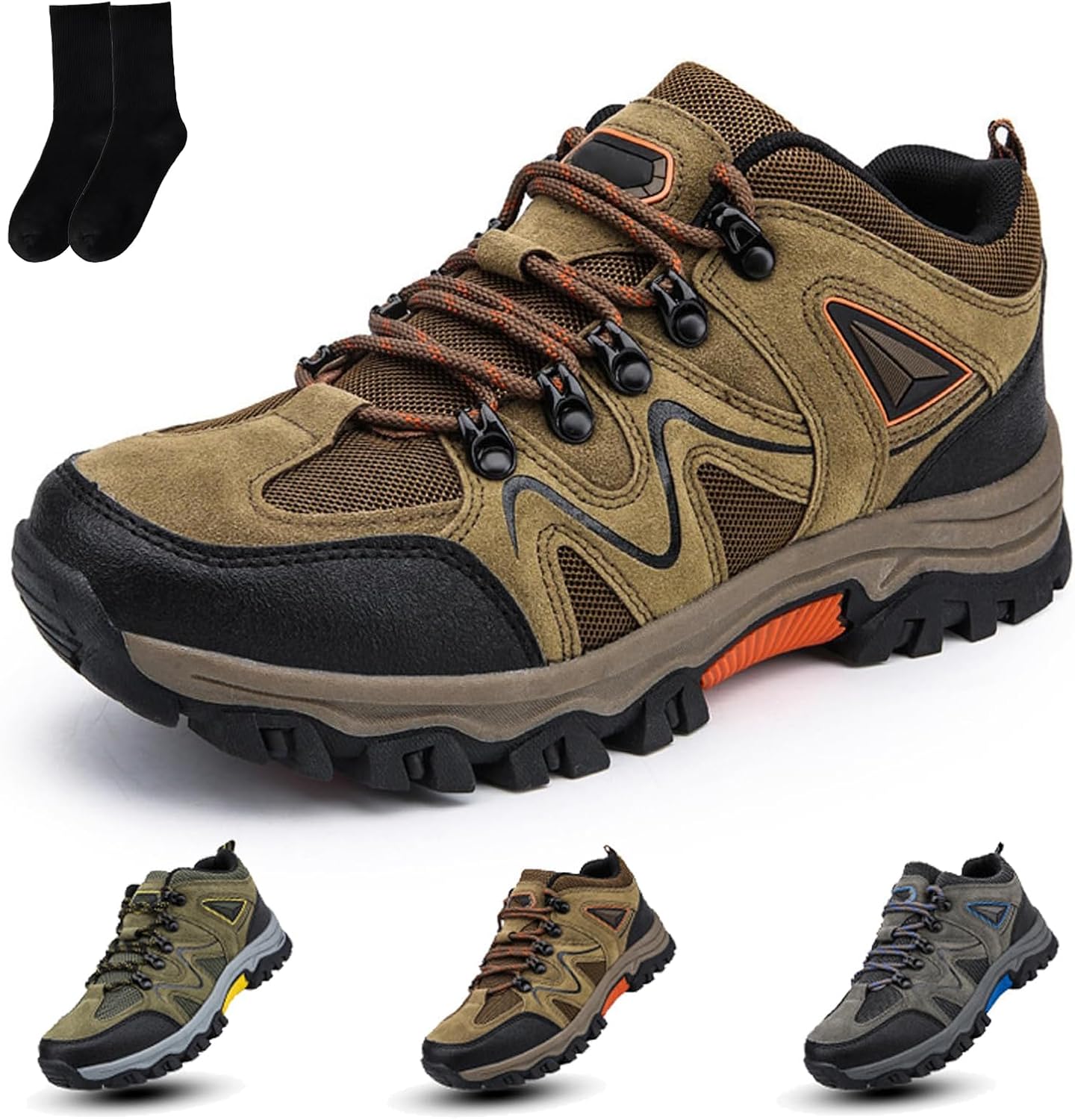 

Мужские низкие водонепроницаемые походные ботинки, легкие, с нескользящей подошвой, для ходьбы на улице, удобные, дышащие кроссовки для трекинга и работы Generic, коричневый