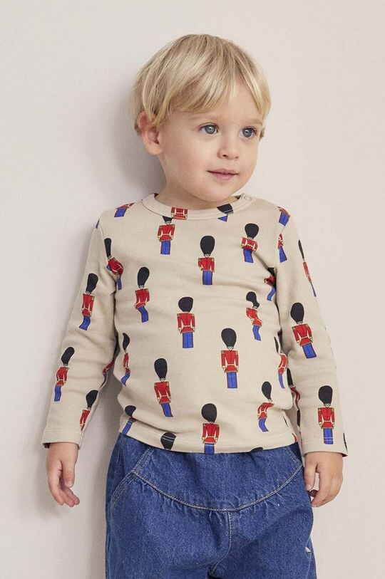 

Детская хлопковая футболка с длинными рукавами Little Tin Soldier Bobo Choses, бежевый
