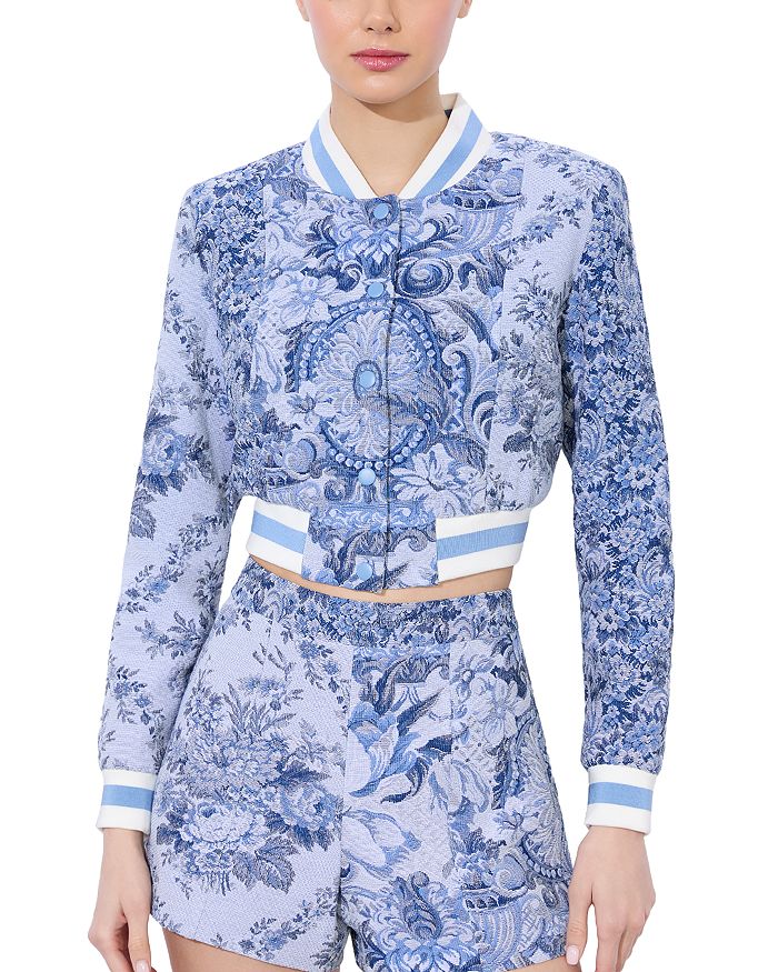 

Бейсбольная куртка укороченная Barton Alice and Olivia, синий