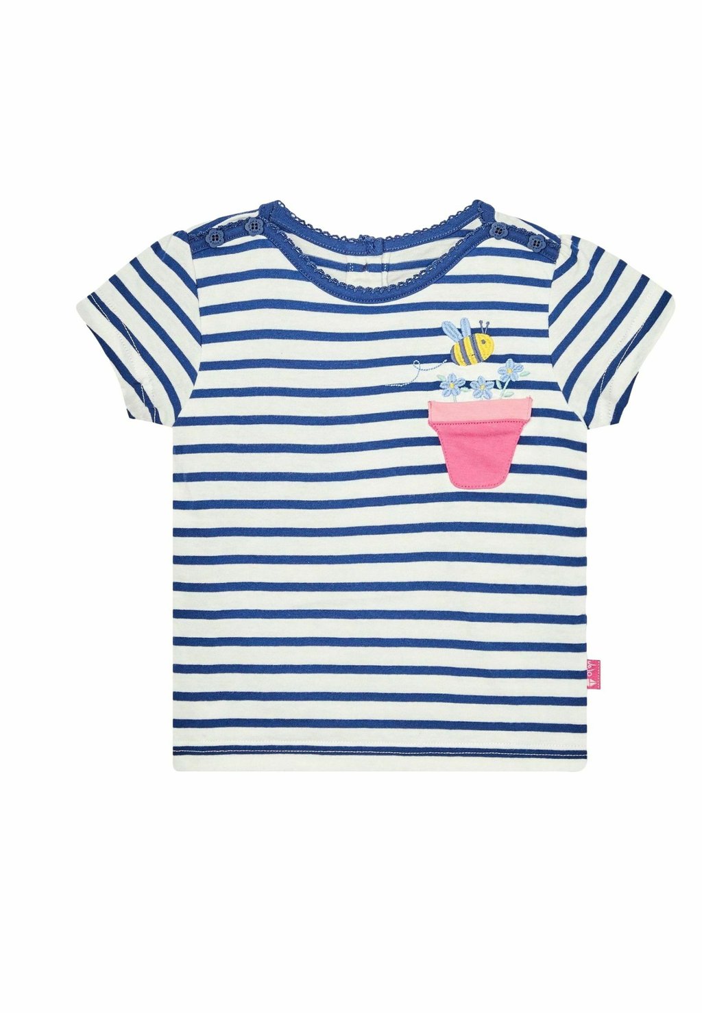 

Футболка с принтом BEE APPLIQUE POCKET REGULAR FIT JoJo Maman Bébé, цвет ecru navy stripe