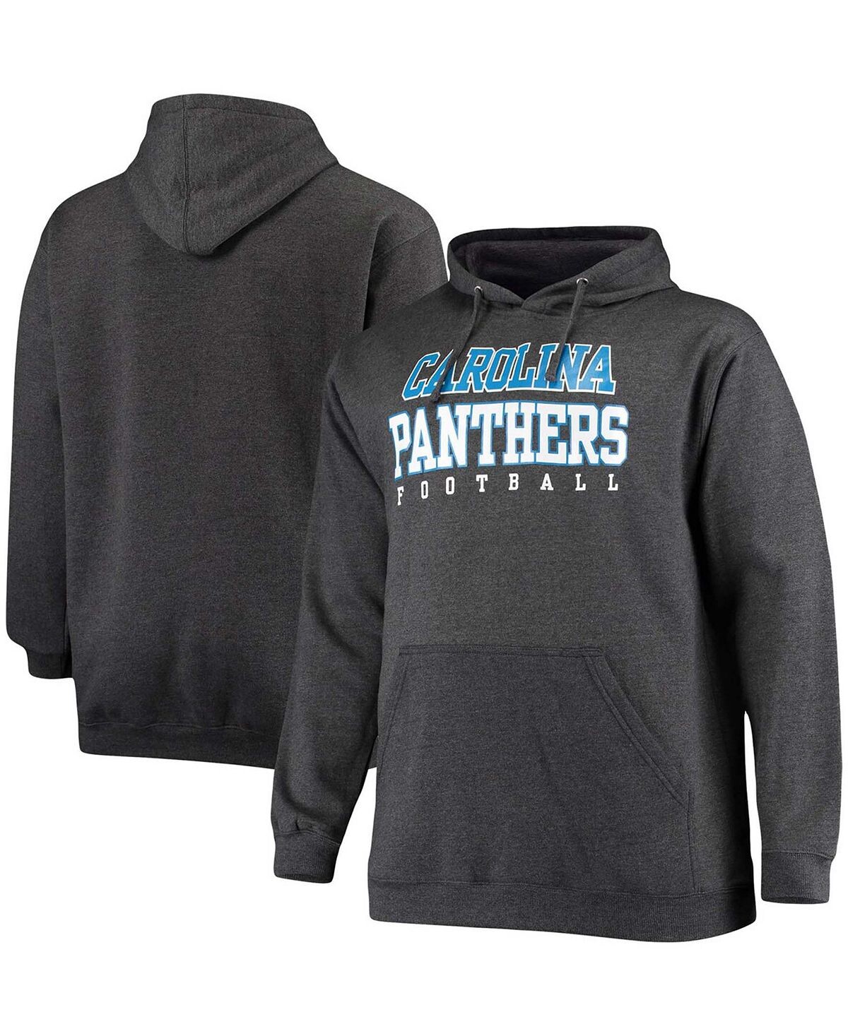 

Мужской большой и высокий темно-серый пуловер с капюшоном Carolina Panthers Practice Pullover Fanatics