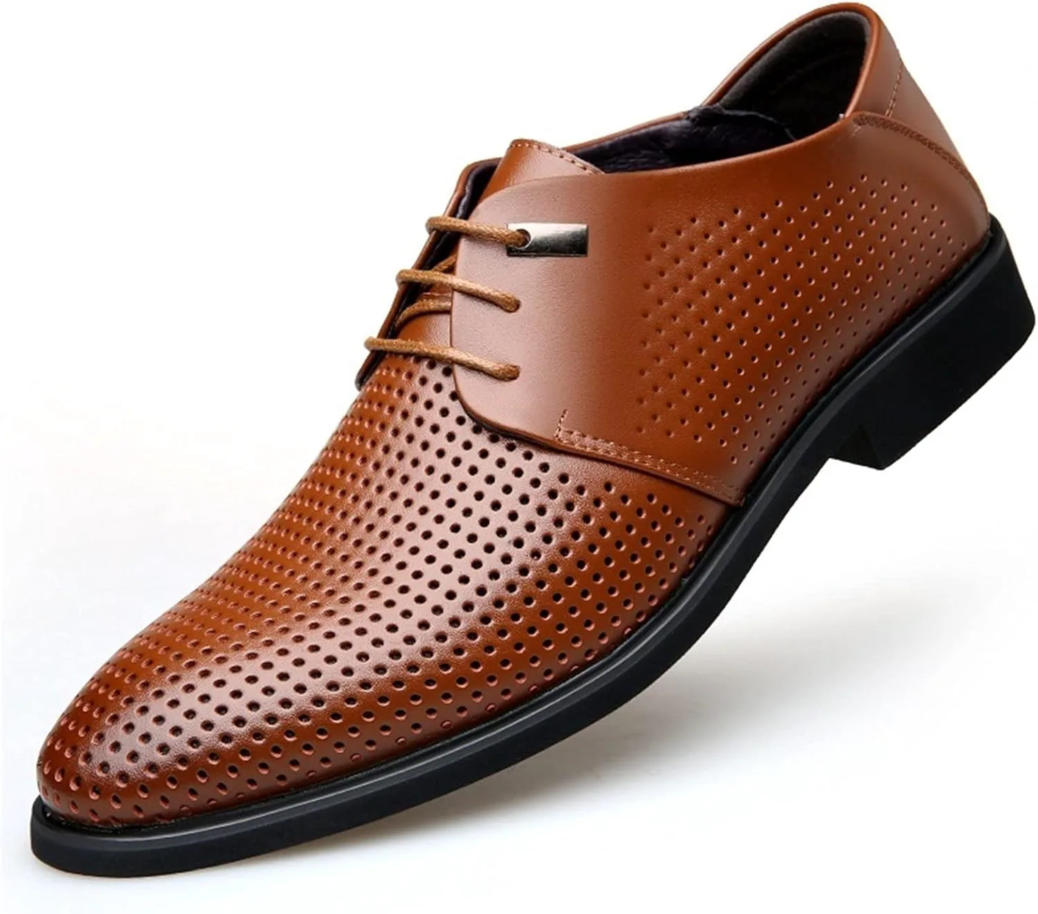 

Мужские туфли на шнуровке Дерби Круглый нос Искусственная кожа Низкий верх Блок-каблук Нескользящая резиновая подошва Классические ZUZALA, коричневый