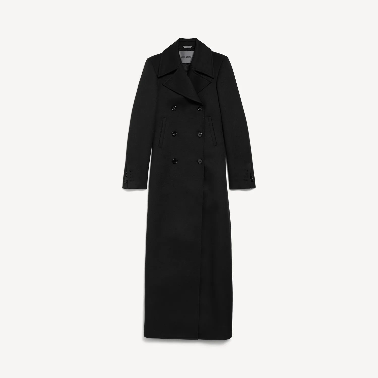 BALENCIAGA Женское длинное черное тренч-пальто