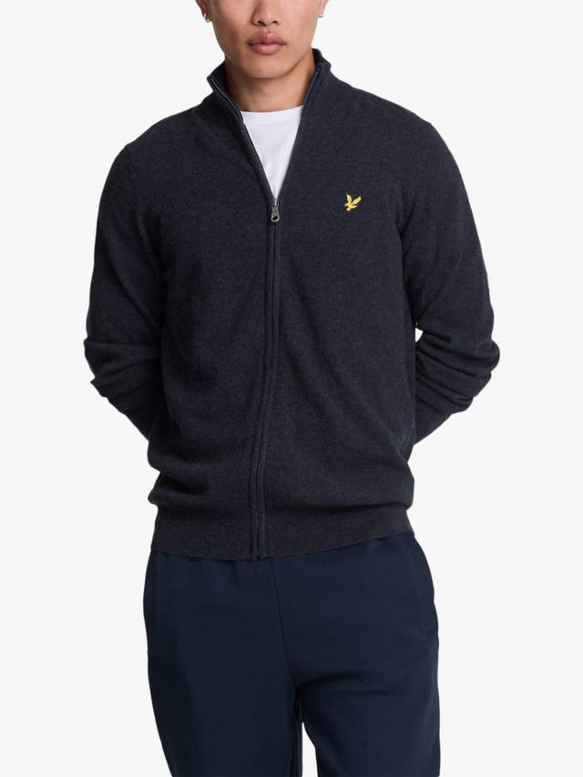 

Кардиган на молнии из смесовой ламы Lyle & Scott, Dark Navy Marl