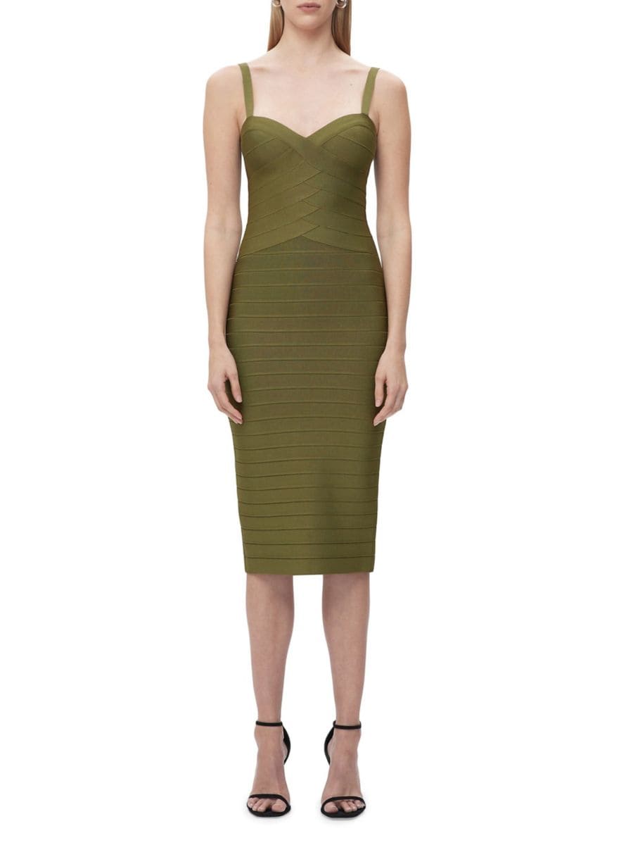 

Платье-миди Maria Bandage Sweetheart Hervé Léger, цвет Meadow