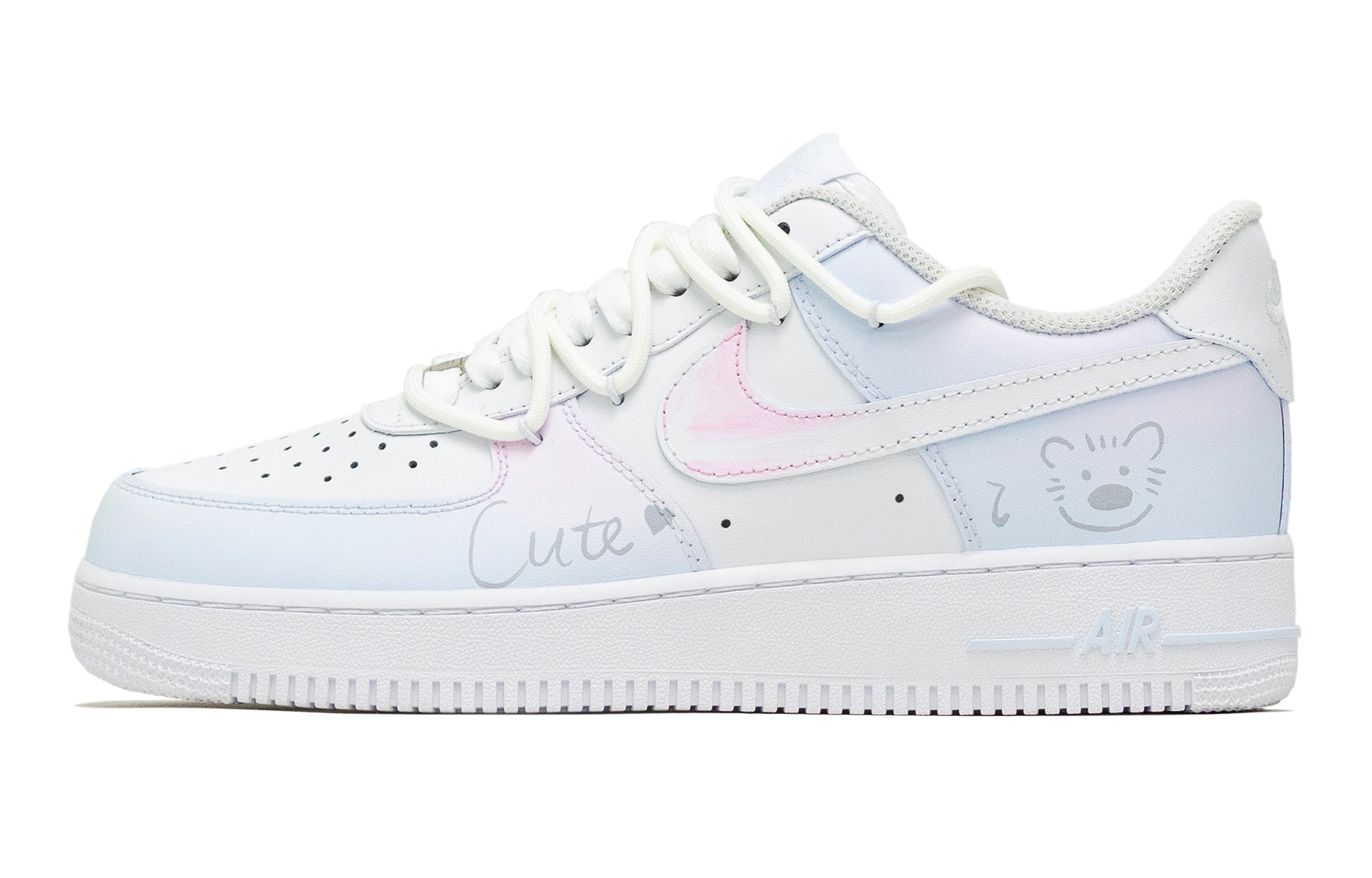 

Nike Air Force 1 Air Force 1, симпатичные износостойкие низкие кроссовки для скейтбординга с рисунком щенка, мужские, светло-синие
