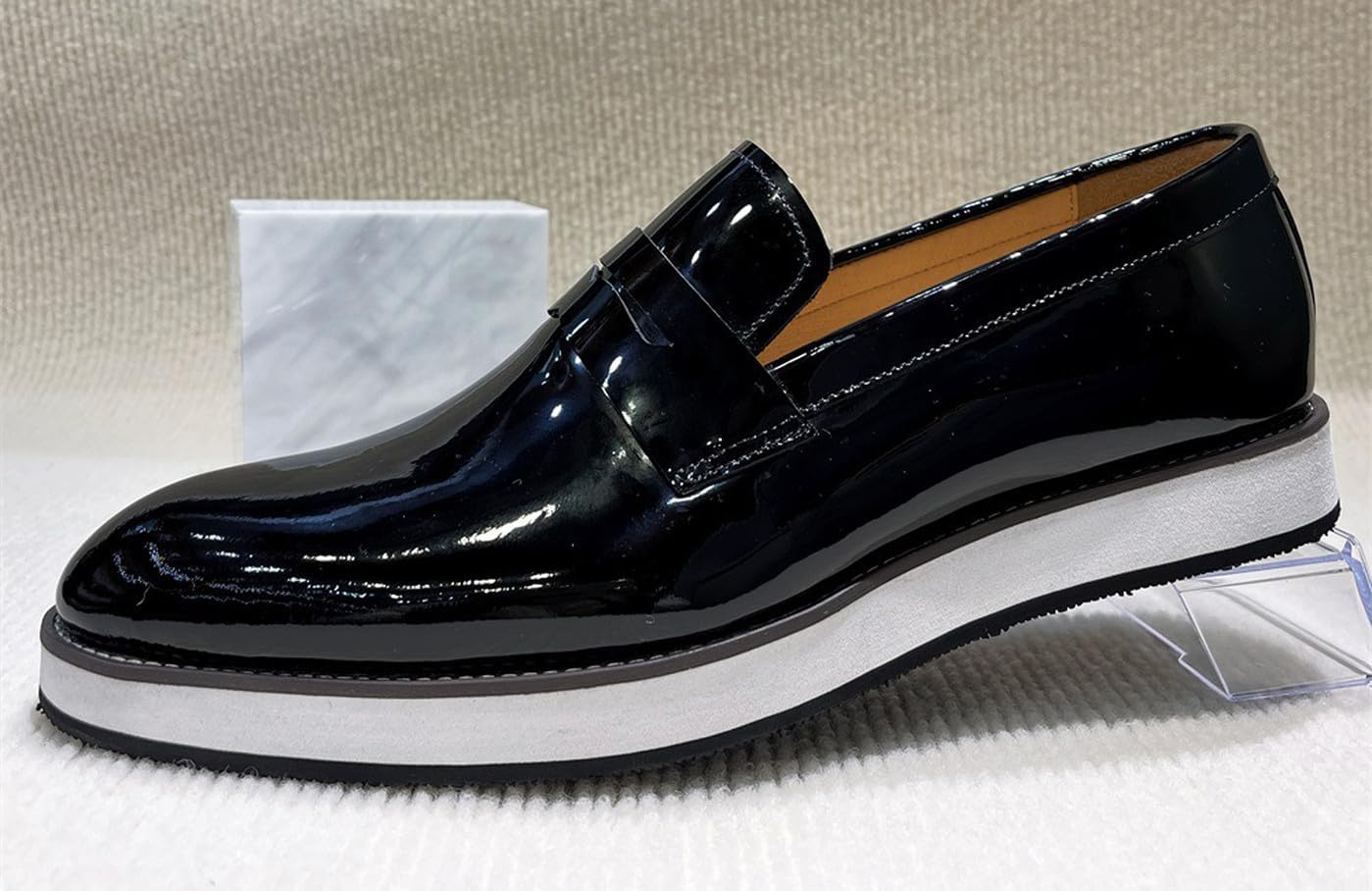 Мужские слипоны Santimon Penny Loafers - формальная деловая обувь из кожи с легкой подошвой для офиса, свадьбы и повседневной носки, коричневый — фото 2