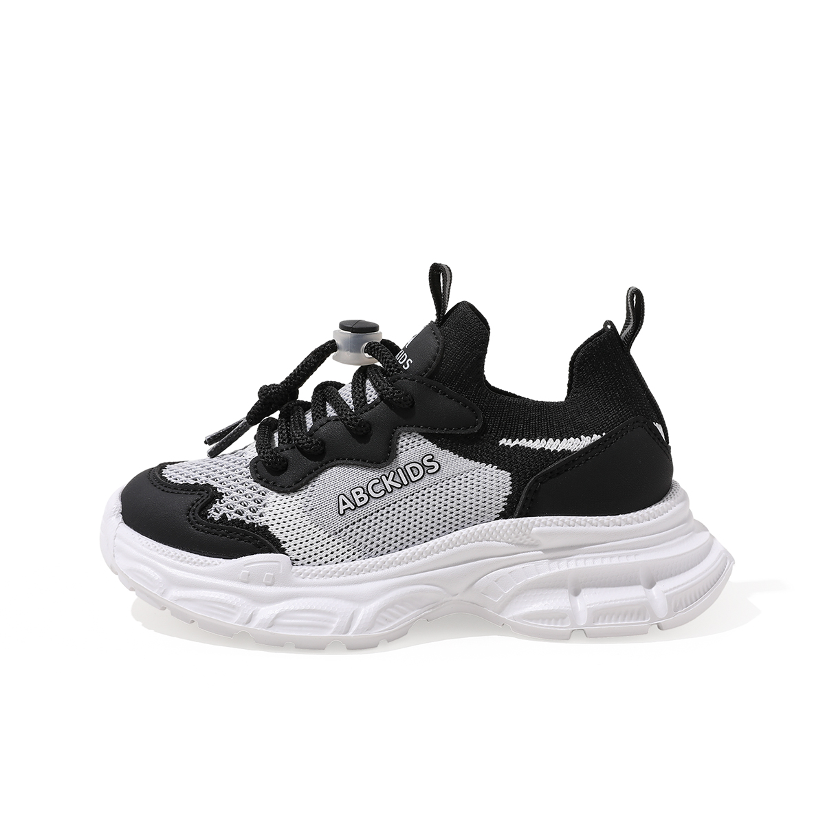 

Flyknit Прочные, дышащие, сбалансированные, легкие, детские кроссовки для повседневной жизни ABC KIDS, белый/черный