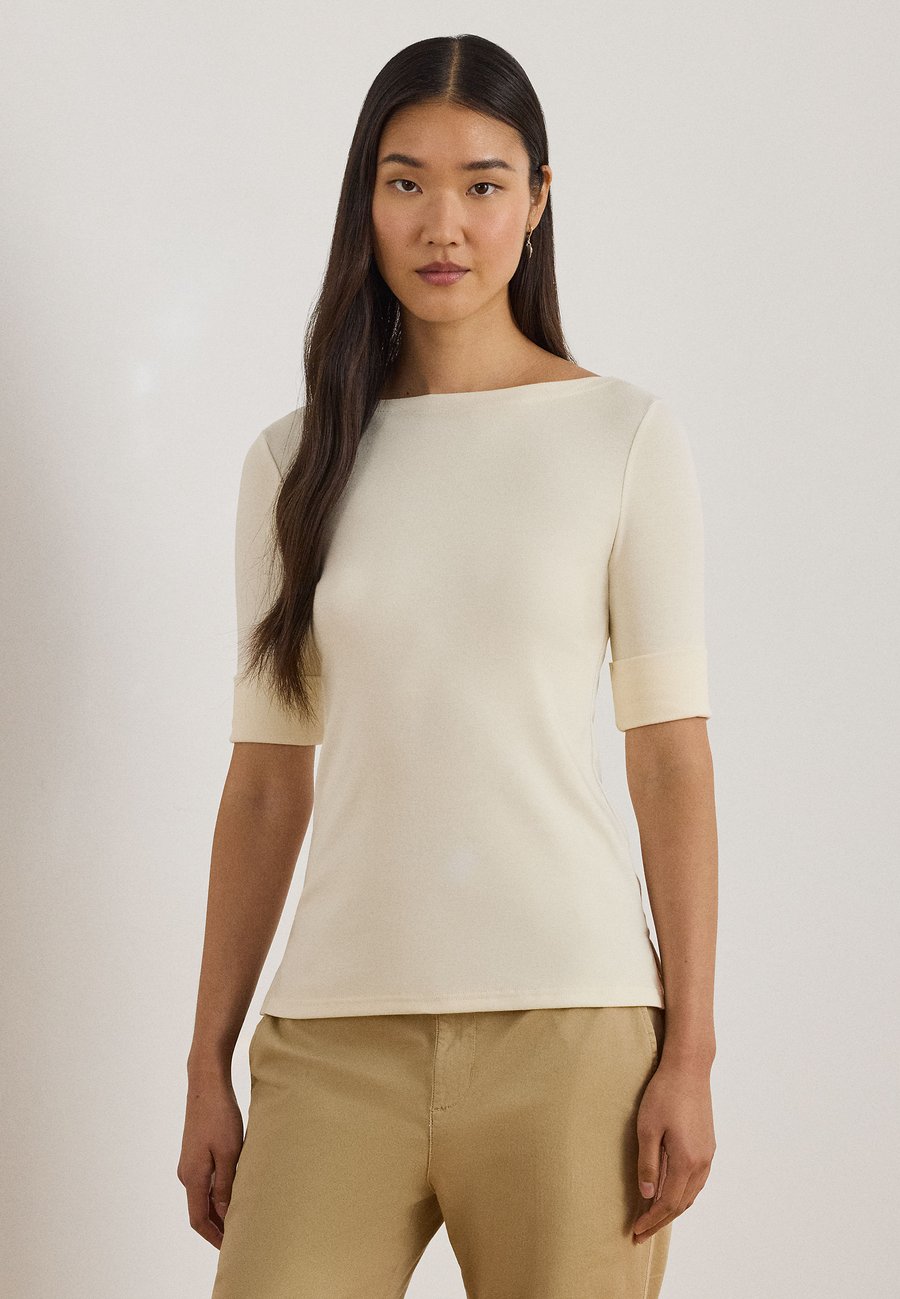 

Футболка Lauren Ralph Lauren Petite STRETCH COTTON BOATNECK TEE, Mascarpone Cream/Transparent