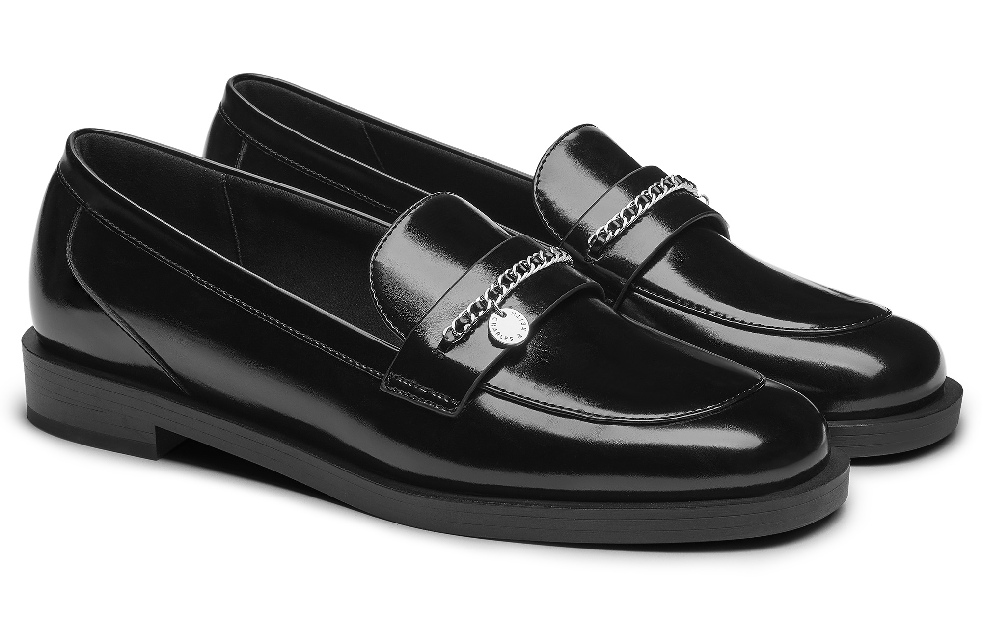 CHARLES&KEITH Маленькие лоферы CK на каблуке 2,5 см женские черные Black Box Black, цвет Black Box Black — фото 2