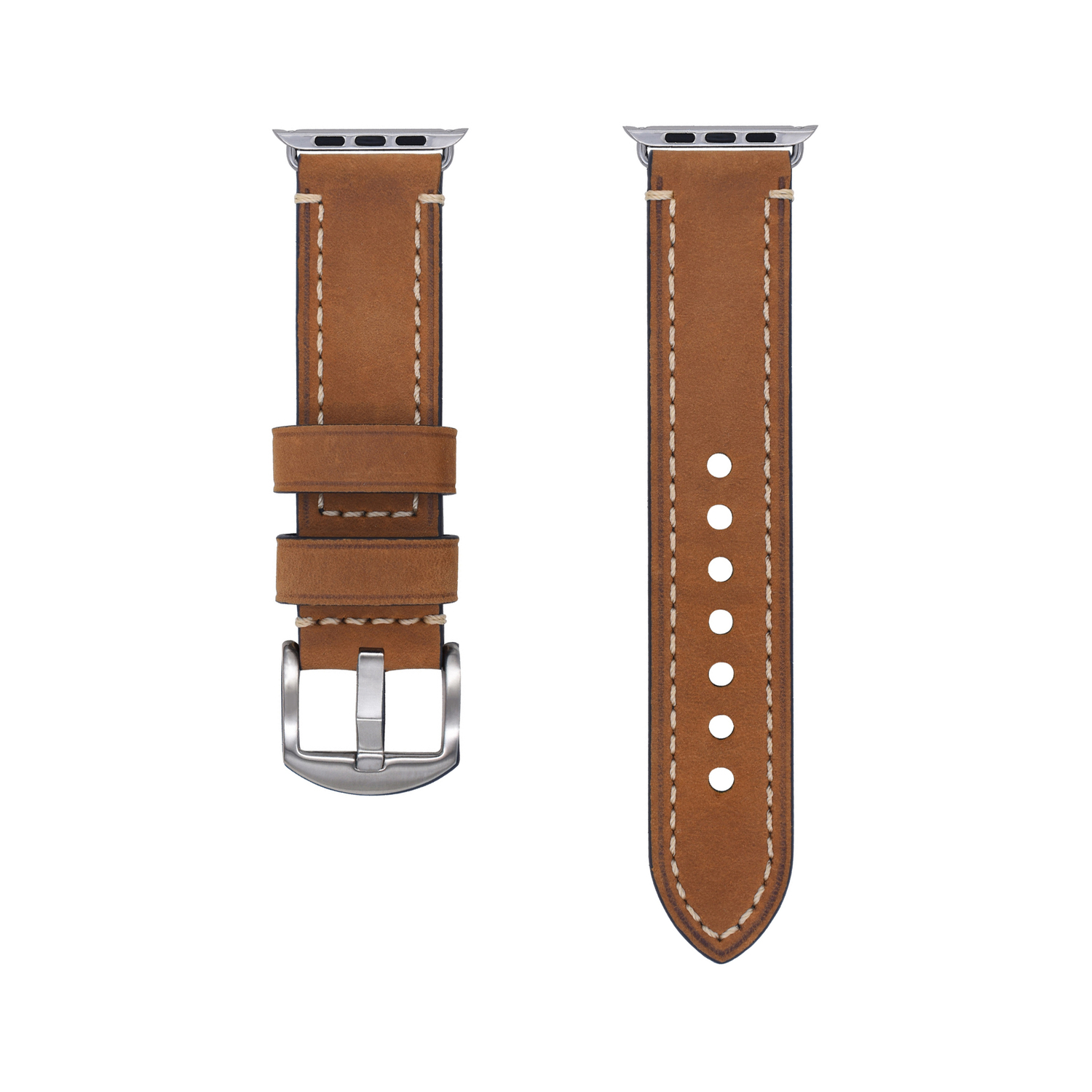

Biaodaige Часы Strap Apple Compatibility Cowhide Leather Material, 【Brown - silver buckle】Vegetable tanned cowhide delicate hand feel