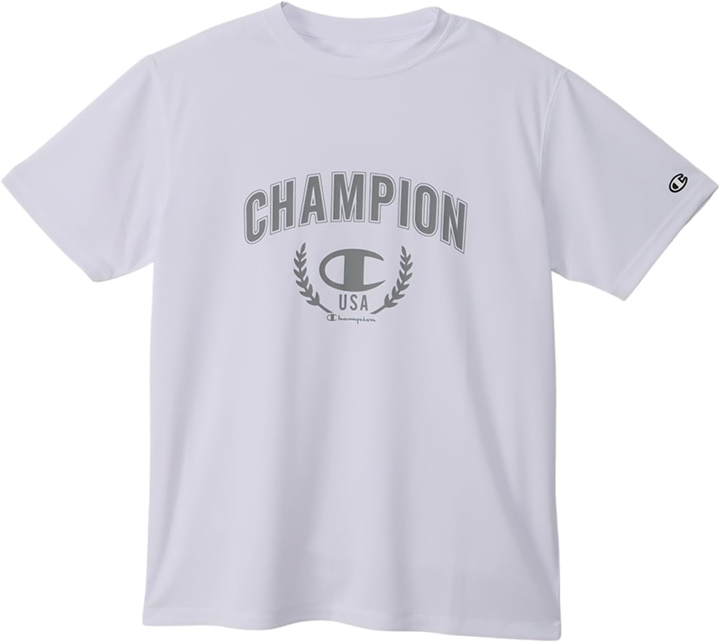 

Мужская футболка Champion с коротким рукавом, круглый вырез, антибактериальная, влагоотводящая, быстросохнущая, с графическим логотипом, спортивная, C3-ZS302, белый