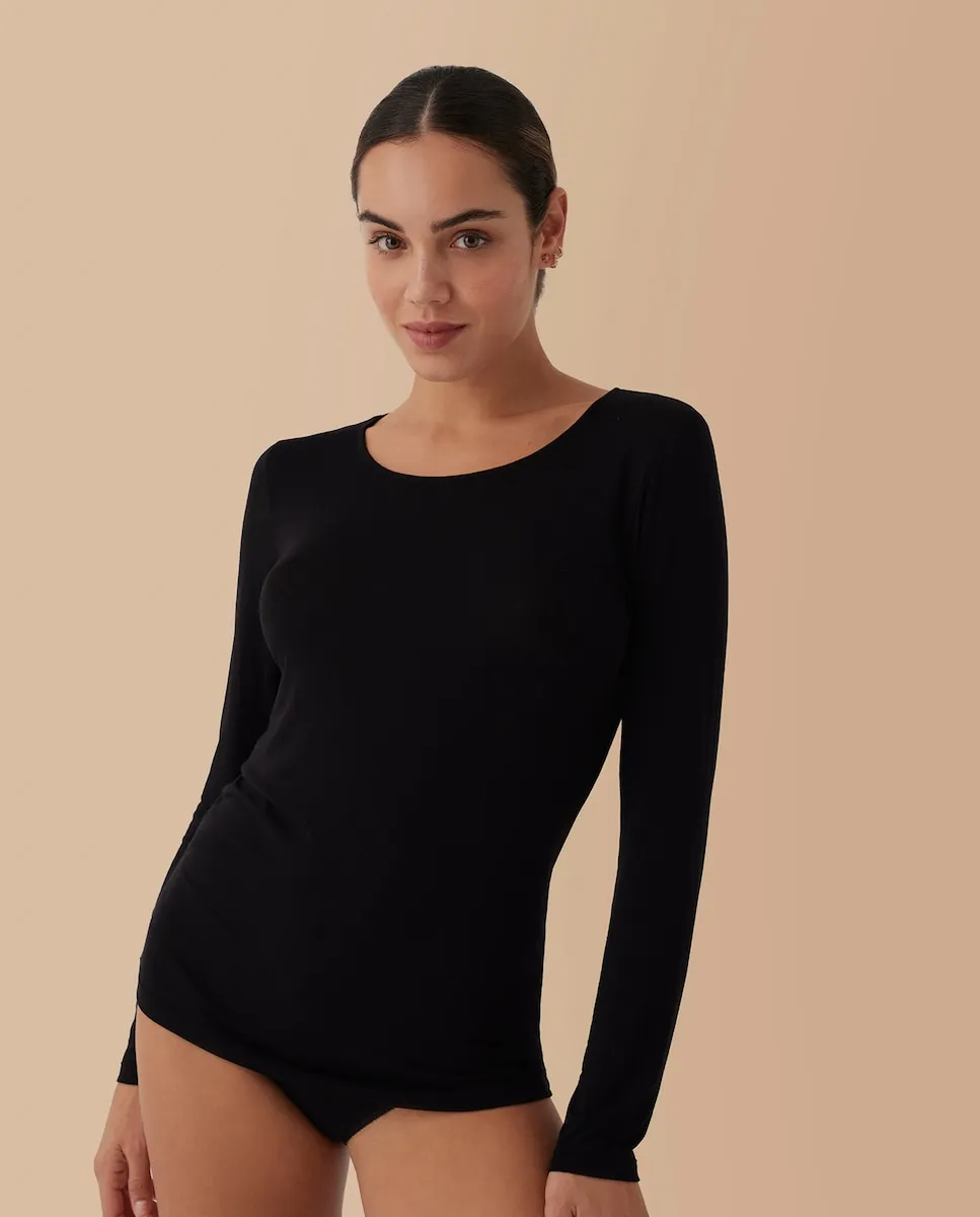 

Футболка с длинным рукавом из модальной шерсти Promise, черный