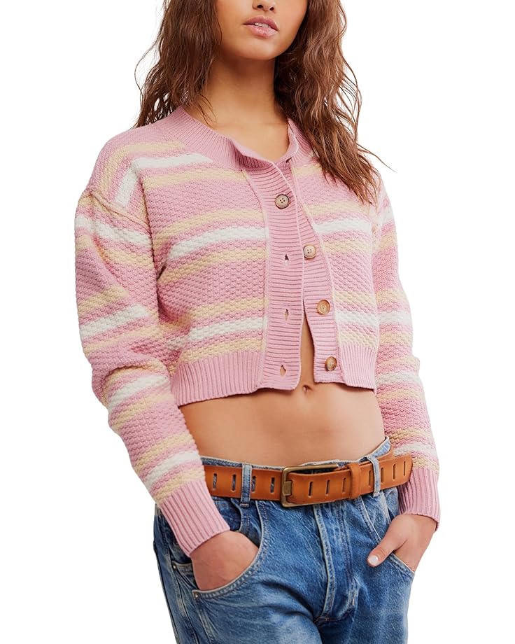 

Свитер Free People Lila Stripe Cardi, цвет Pink Combo
