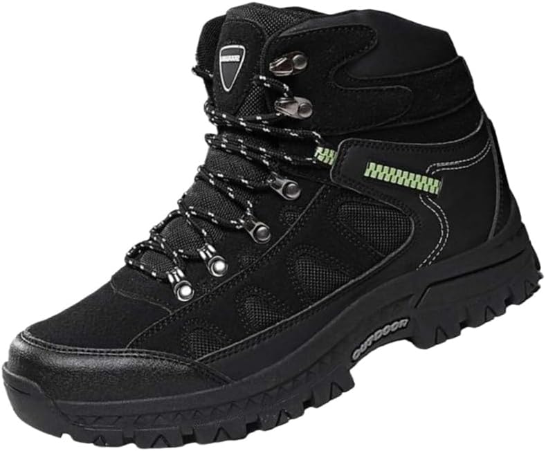 

Мужские зимние большие кроссовки для активного отдыха с высоким голенищем - противоскользящие и прочные - подходят для альпинизма и путешествий Fmshi, черный