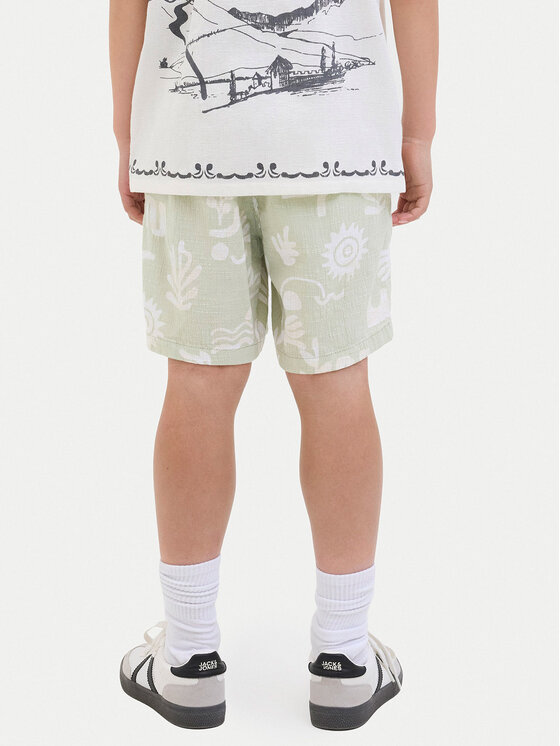 Шорты свободного кроя из ткани 12277599 Jack&Jones Junior, зеленый — фото 3