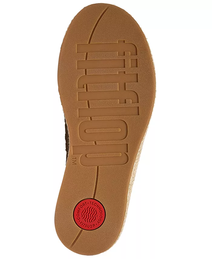 Женские платформы эспадрильи на клиньях из кожи Fitflop, золото — фото 4