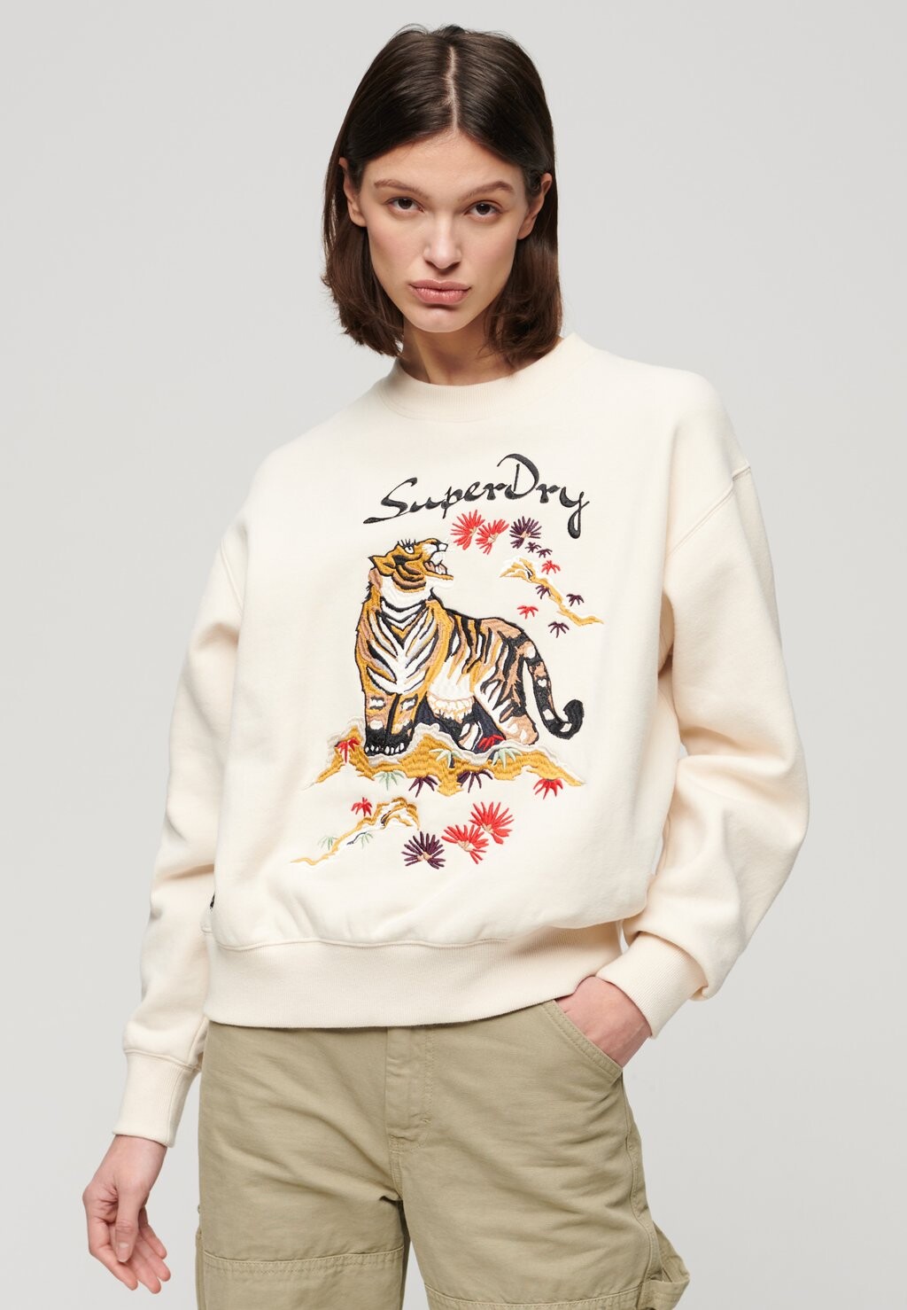 

Толстовка SUIKA EMBROIDERED LOOSE Superdry, цвет oatmeal beige