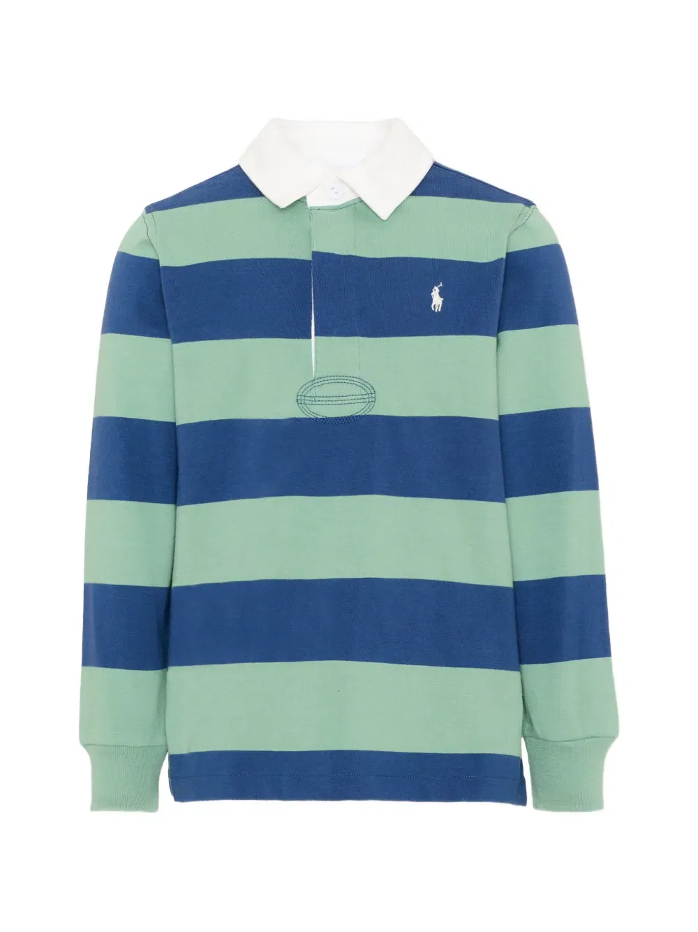 Полосатая рубашка-поло с длинными рукавами Polo Ralph Lauren Kids, синий