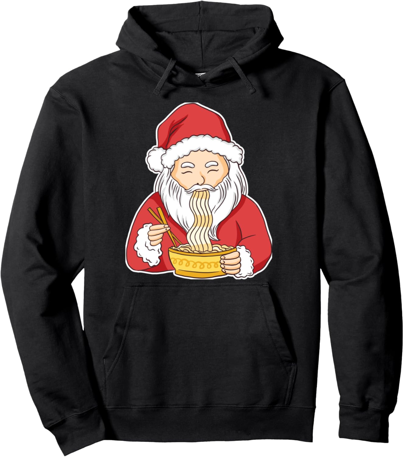 

Рамен Санта Японская лапша Аниме Кавайный суп Забавная толстовка Ramen Santa Japanese Soup Souvenir, черный