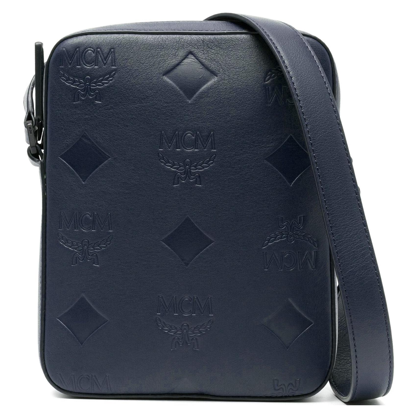 

MCM Klassik Leather Crossbody Bag, Shoulder Bag Mini Men's Marine Blue