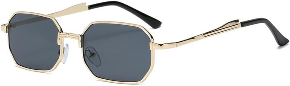 

Модные классические мужские солнцезащитные очки в узкой оправе, модные женские прямоугольные солнцезащитные очки с металлическим покрытием, очки для вождения с защитой от УФ-излучения UV400 UJNHGQ, Gold Gray