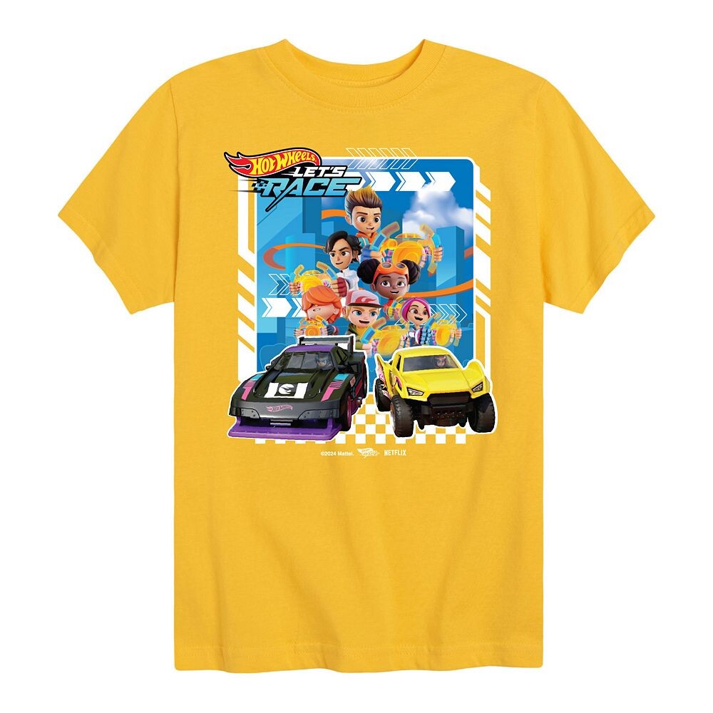 

Футболка Hot Wheels Lets Race с изображением персонажей для мальчиков 8–20 лет, желтый