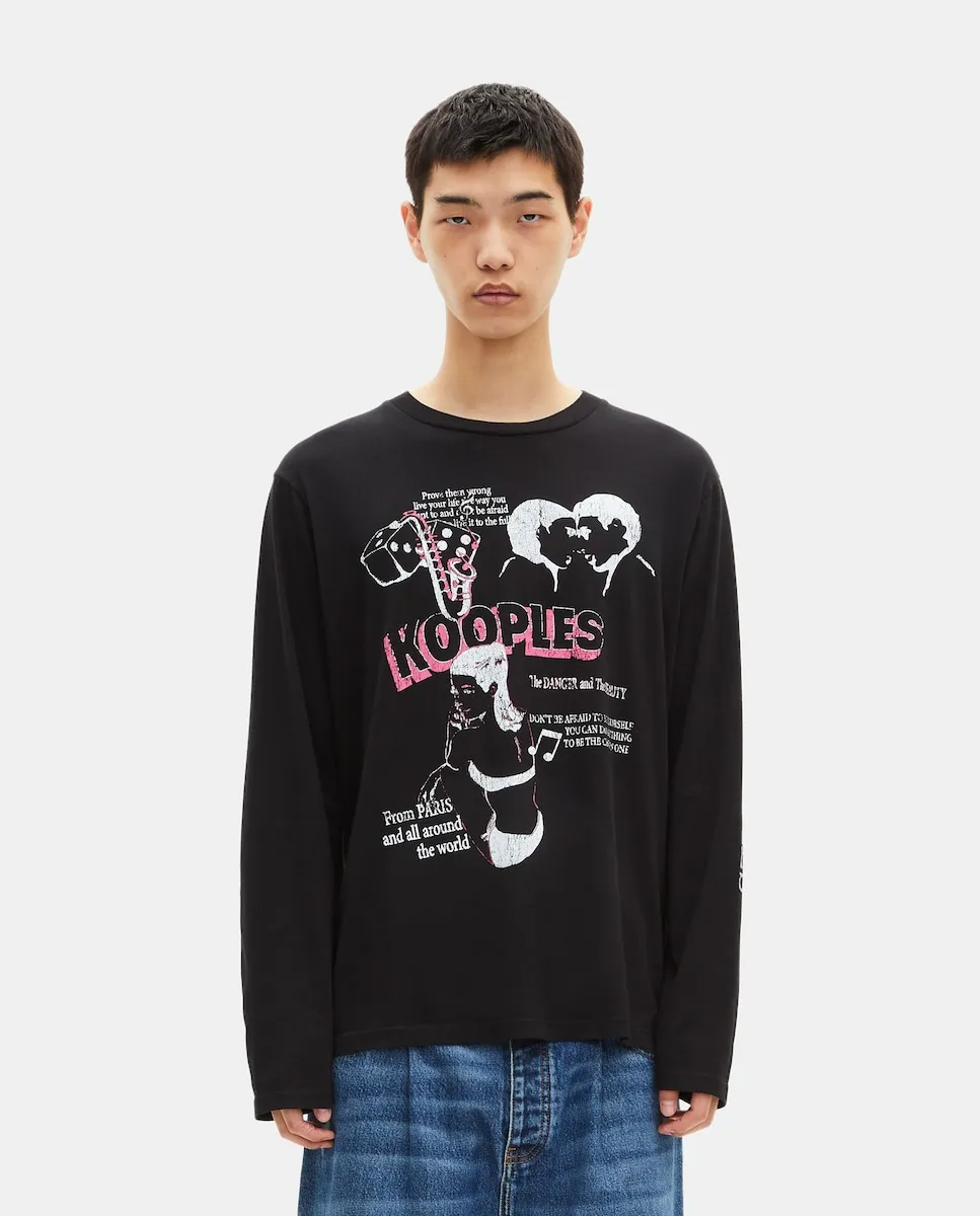 

Мужская футболка с принтом «Опасность и красота» The Kooples, черный