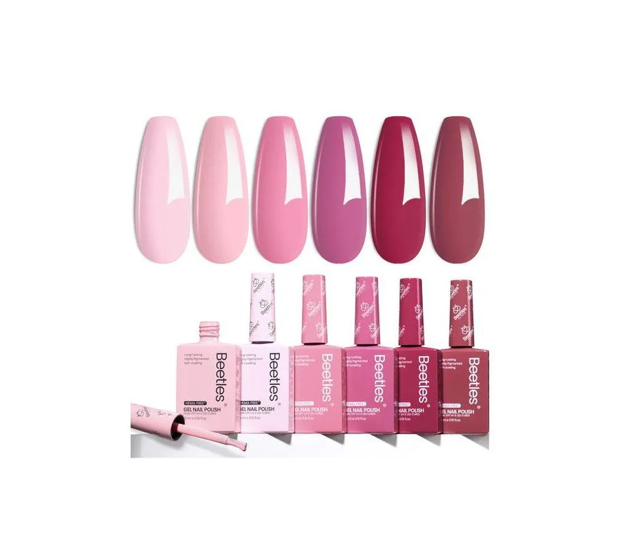 Набор гель-лаков для ногтей Romantic Blush, 6 цветов Beetles, nude розовый