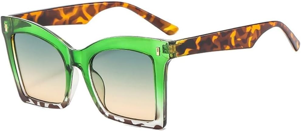 

Большие женские солнцезащитные очки «кошачий глаз» с двухцветным дизайном и заклепками, а также леопардовым градиентом, идеально подходят для занятий спортом на открытом воздухе, бега и езды на велосипеде Generic, Green Green Tea