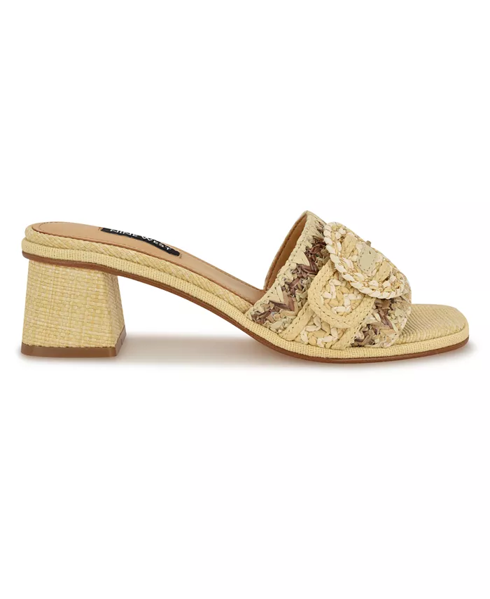 Женские сандалии Ending Woven на блочном каблуке Nine West, коричневый/бежевый — фото 2