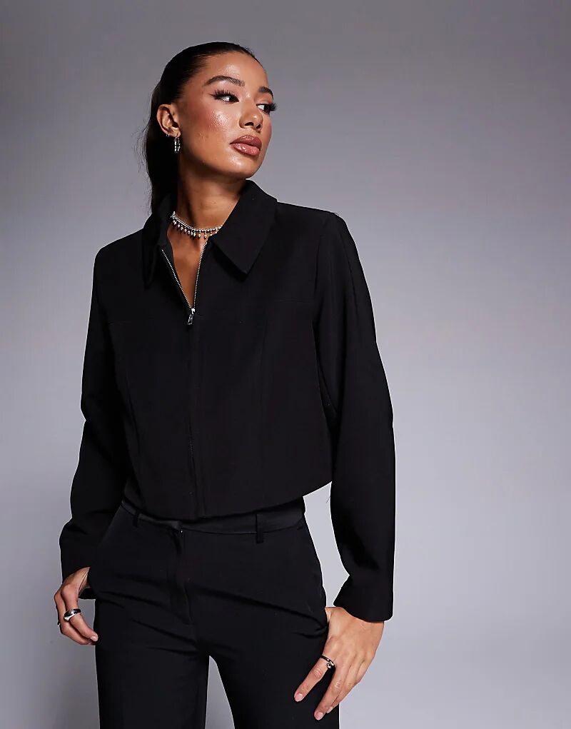 

Куртка с застегивающимся воротником черного цвета River Island