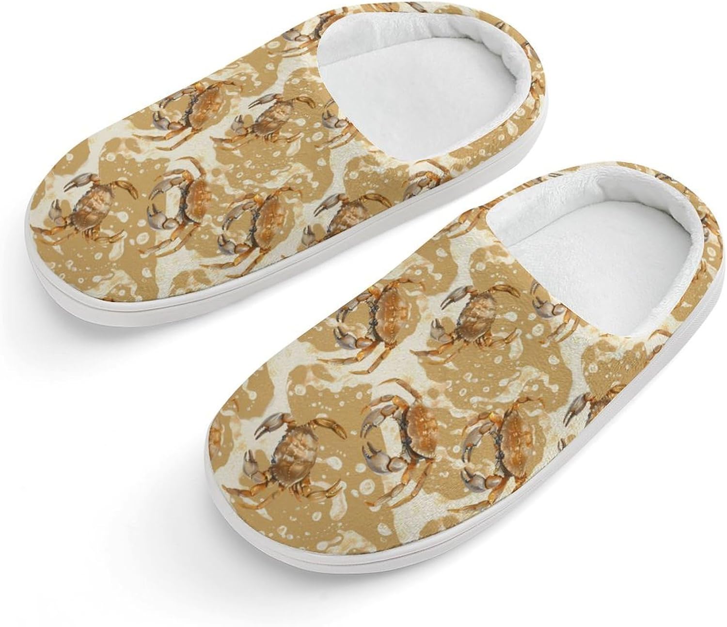 

Милые хлопковые тапочки с рисунком крабов, противоскользящие, для дома и улицы Generic, белый