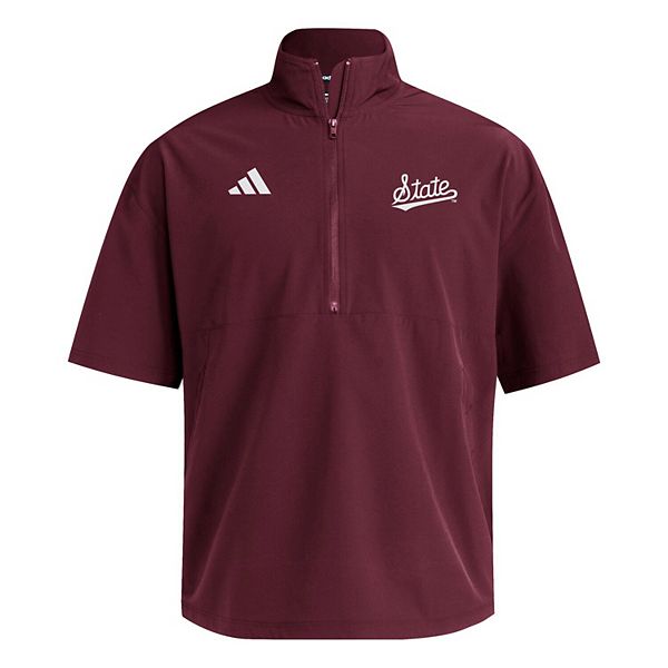 Мужская бордовая толстовка Mississippi State Bulldogs с коротким рукавом и молнией на четверть Adidas — фото 3