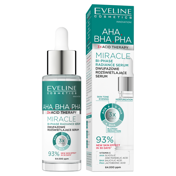 Сыворотка Eveline Cosmetics — Двухфазная для лица с эффектом сияния, 3Xacid, 30 мл — фото 2