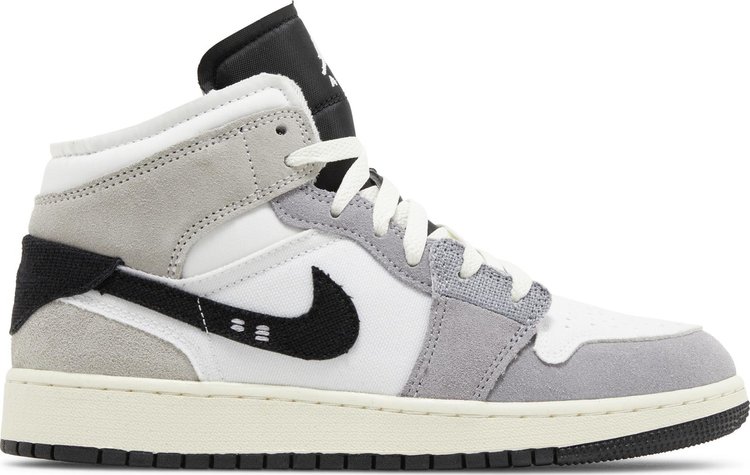 

Кроссовки Air Jordan 1 Mid SE Craft GS 'Inside Out - Cement Grey', серый