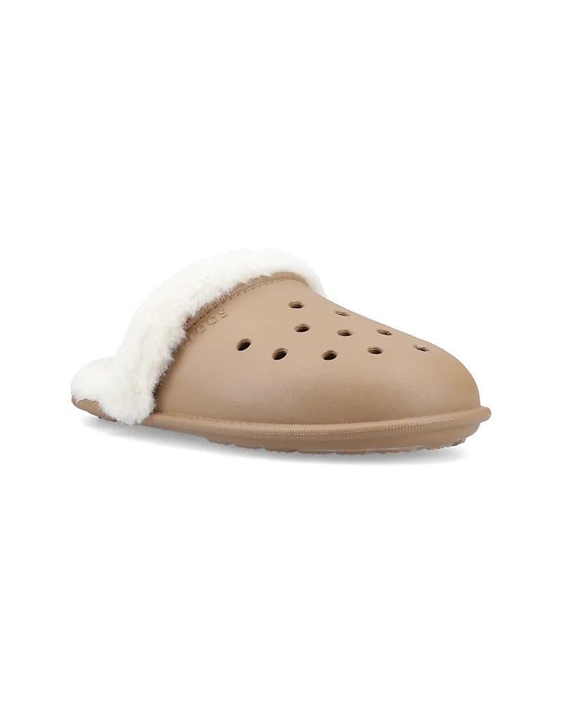 Слипоны Crocs Classic Fuzz Scuff светло-коричневого цвета