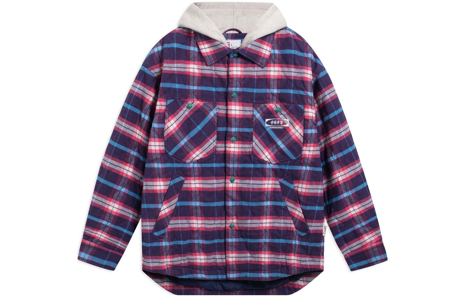 

LiNing Пуховик унисекс фиолетово-серый в клетку, Purple Gray Purple Combo Plaid