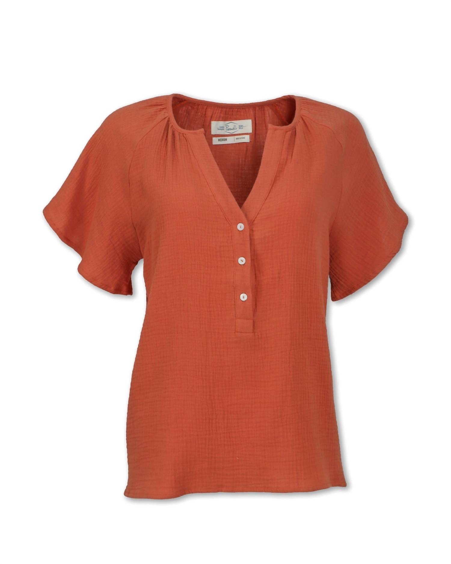 

Женская рубашка из марли с рукавами реглан в цвете Burnt Orange Purnell, оранжевый