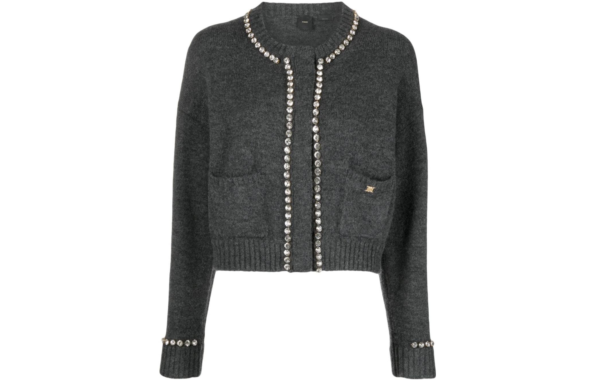 

Шерстяной кардиган, украшенный кристаллами Pinko, серый