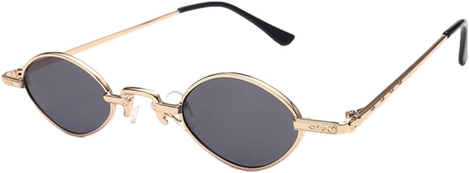 

LVTFCO Ретро маленькие красные круглые солнцезащитные очки для женщин в винтажном стиле с металлическим оправой овальной формы, солнцезащитные очки с защитой от УФ-излучения UV400, C2