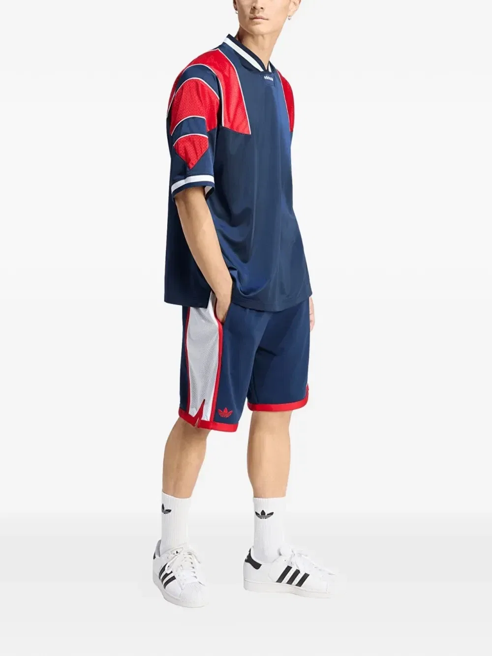 Футболка со вставками из сетки Adidas, синий — фото 2