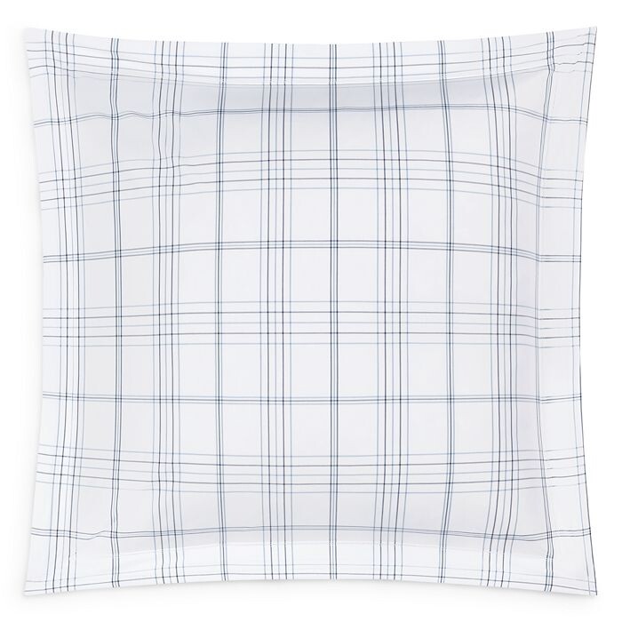 

Подушка Matouk August Plaid Euro Sham, синий
