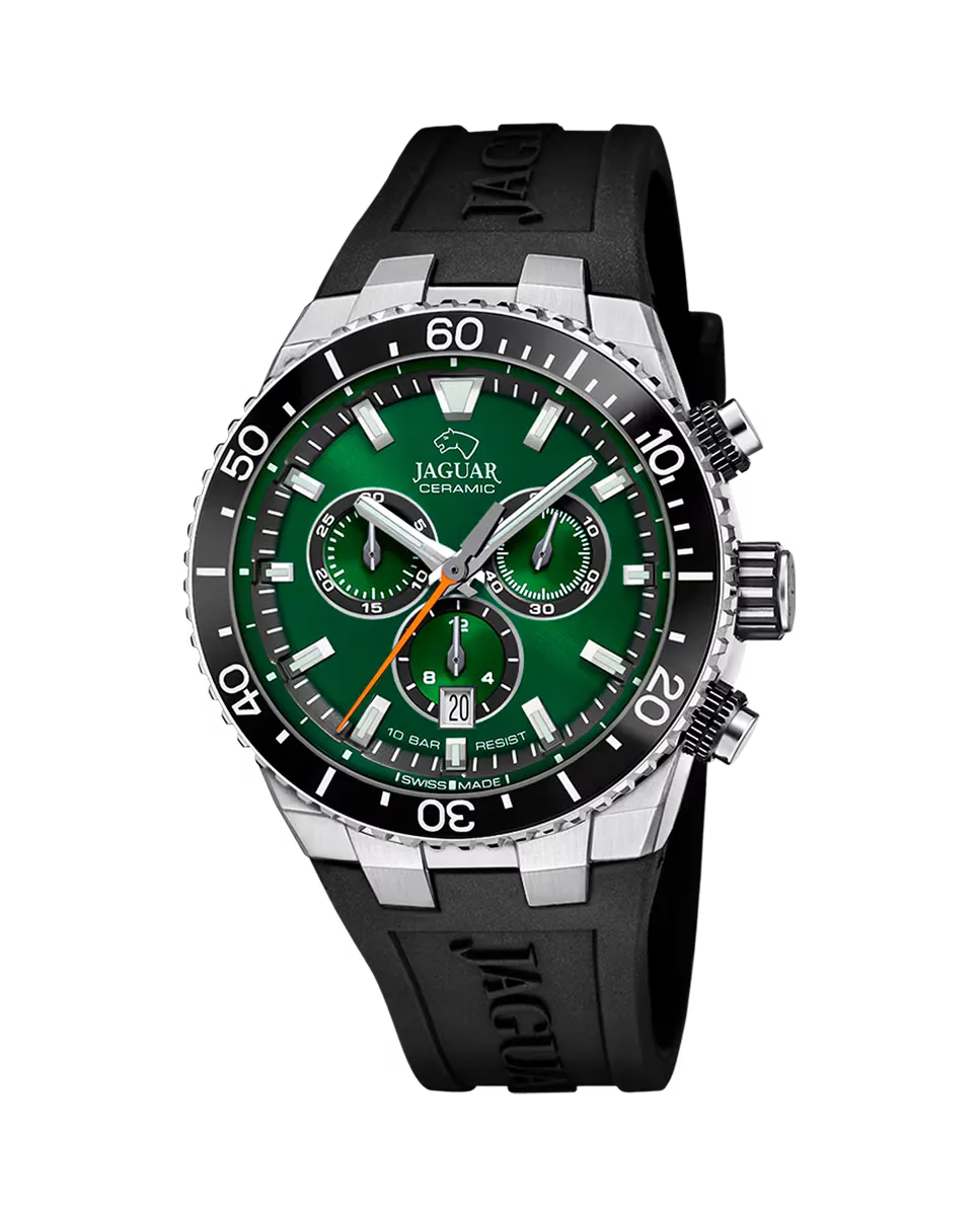 

J1021/2 Мужские керамические черные резиновые часы Jaguar, черный