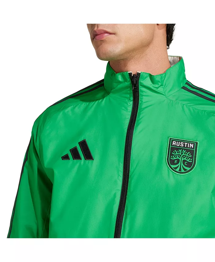 Мужская зелено-белая реверсивная куртка на молнии Austin FC 2025 Anthem adidas — фото 4